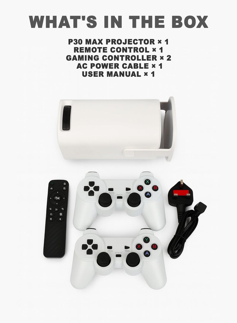 Toshonics P30 MAX Projector –10,000 Built-in Games, Android 11 OS, 130” Screen Display, 180° Rotating Stand, Speakers, Portable Mini Cinema, Home Theater, Movie Projector, Gaming Console, Wireless Screen Mirroring, HDMI, USB, Bluetooth 5.0, Wi-Fi 6, Smart Projector for Movies, Gaming, Business, Outdoor Entertainment - Image 3